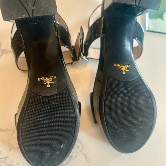 Prada patent leather block platform authentic sandals size 37 - Picture 2 of 6